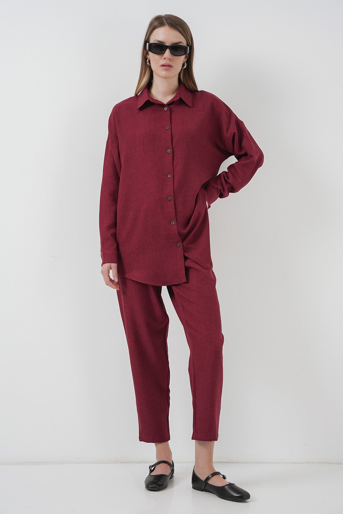 kadinoversize keten alt üst takim 6622 - Justyol