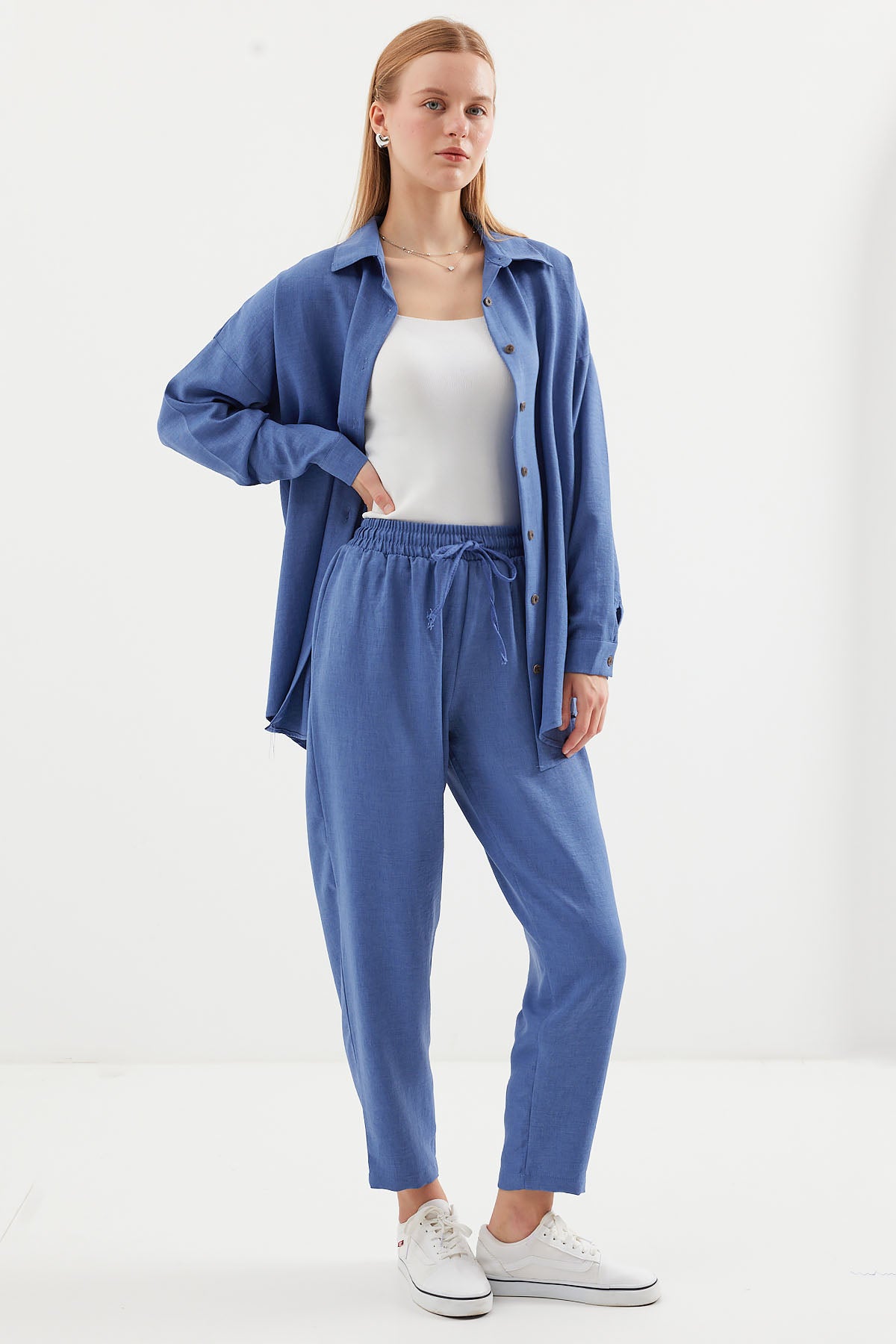 kadinoversize keten alt üst takim 6622 - Justyol