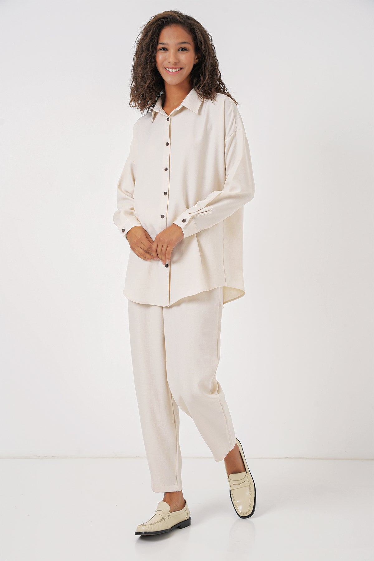 kadinoversize keten alt üst takim 6622 - Justyol
