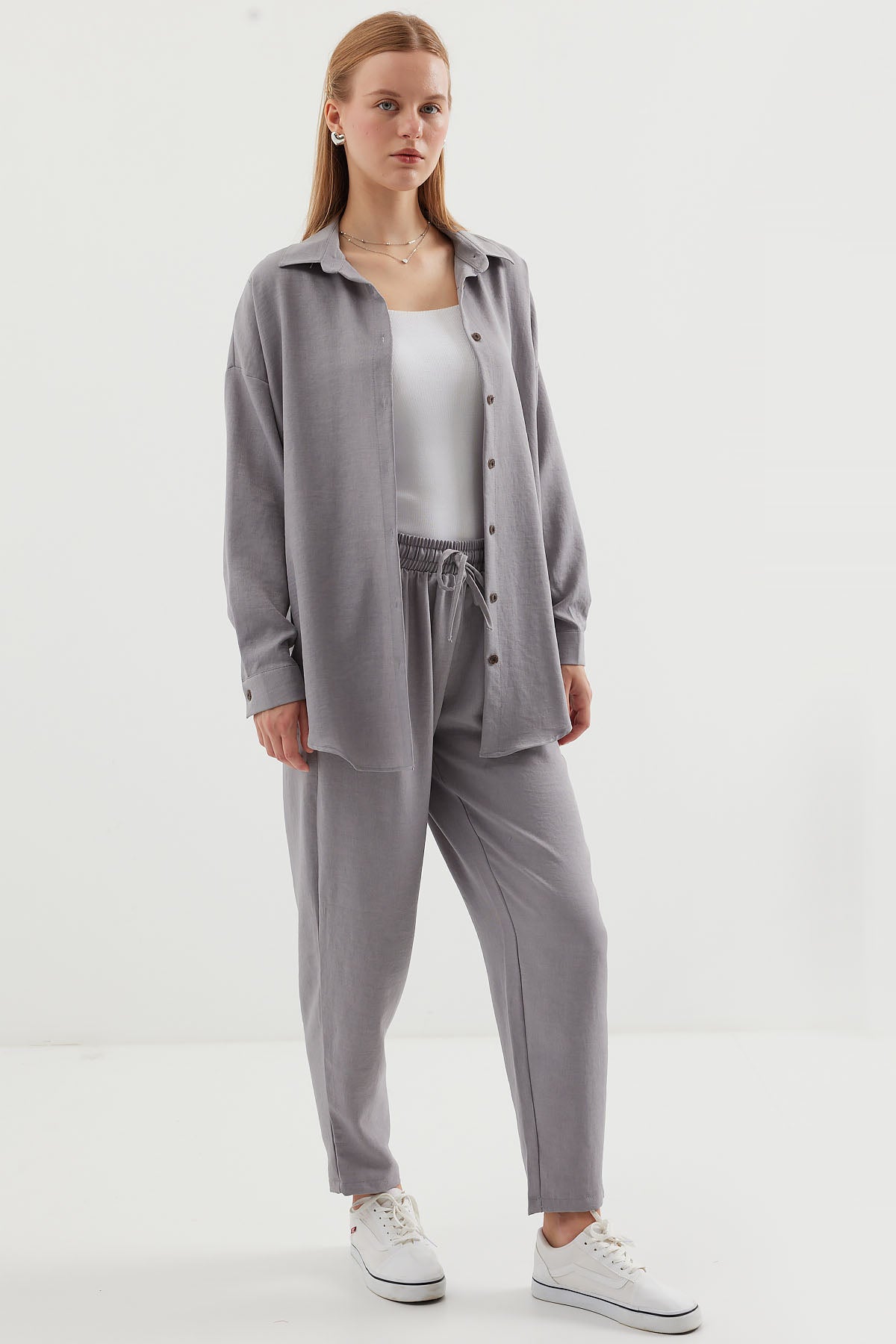 kadinoversize keten alt üst takim 6622 - Justyol