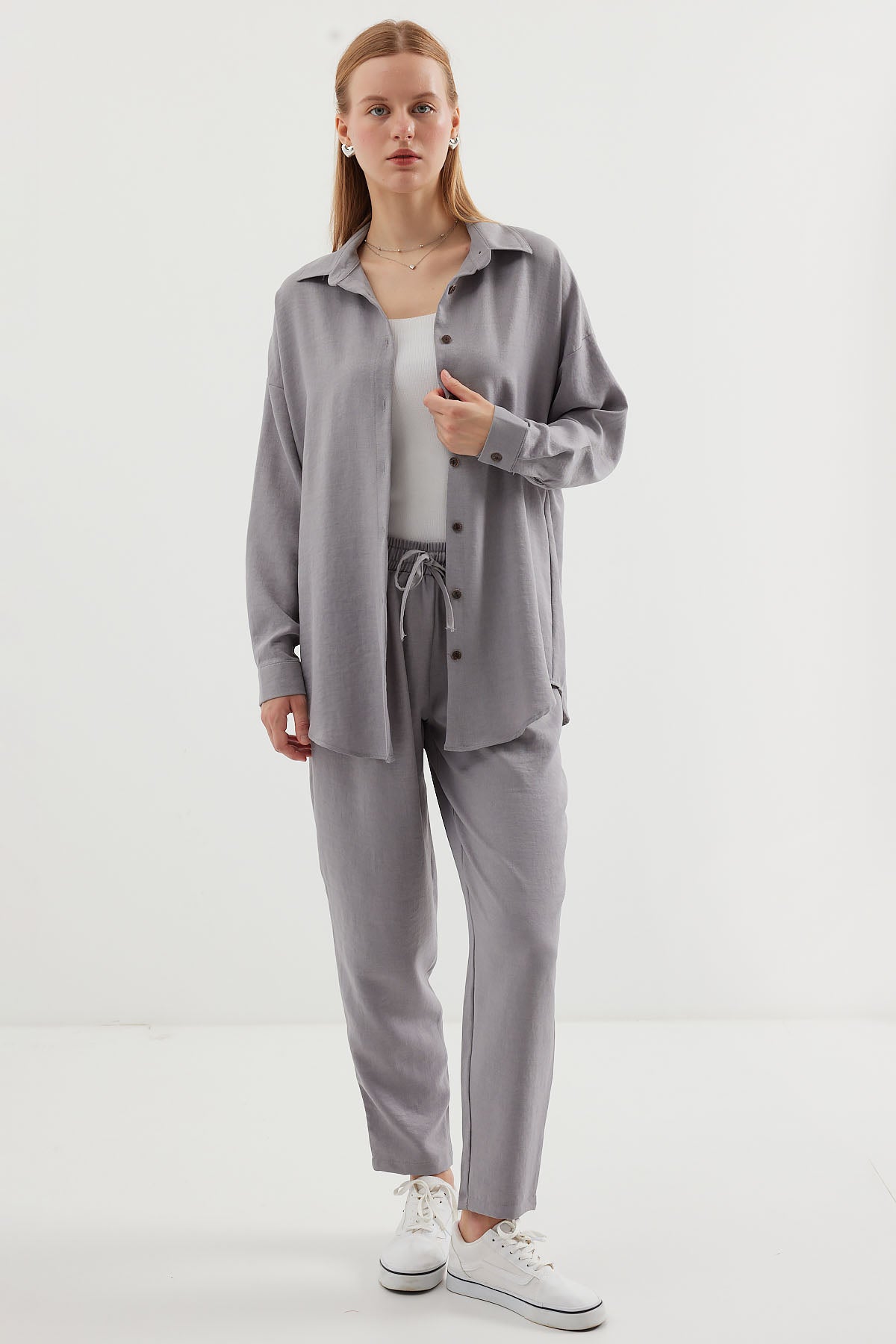 kadinoversize keten alt üst takim 6622 - Justyol