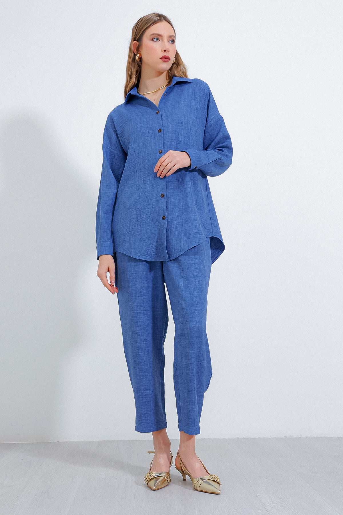 kadinoversize keten alt üst takim 6622 - Justyol