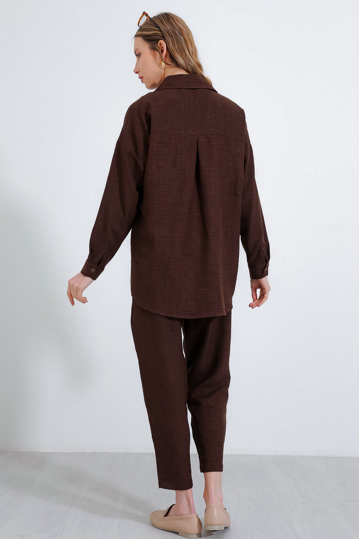 kadinoversize keten alt üst takim 6622 - Justyol