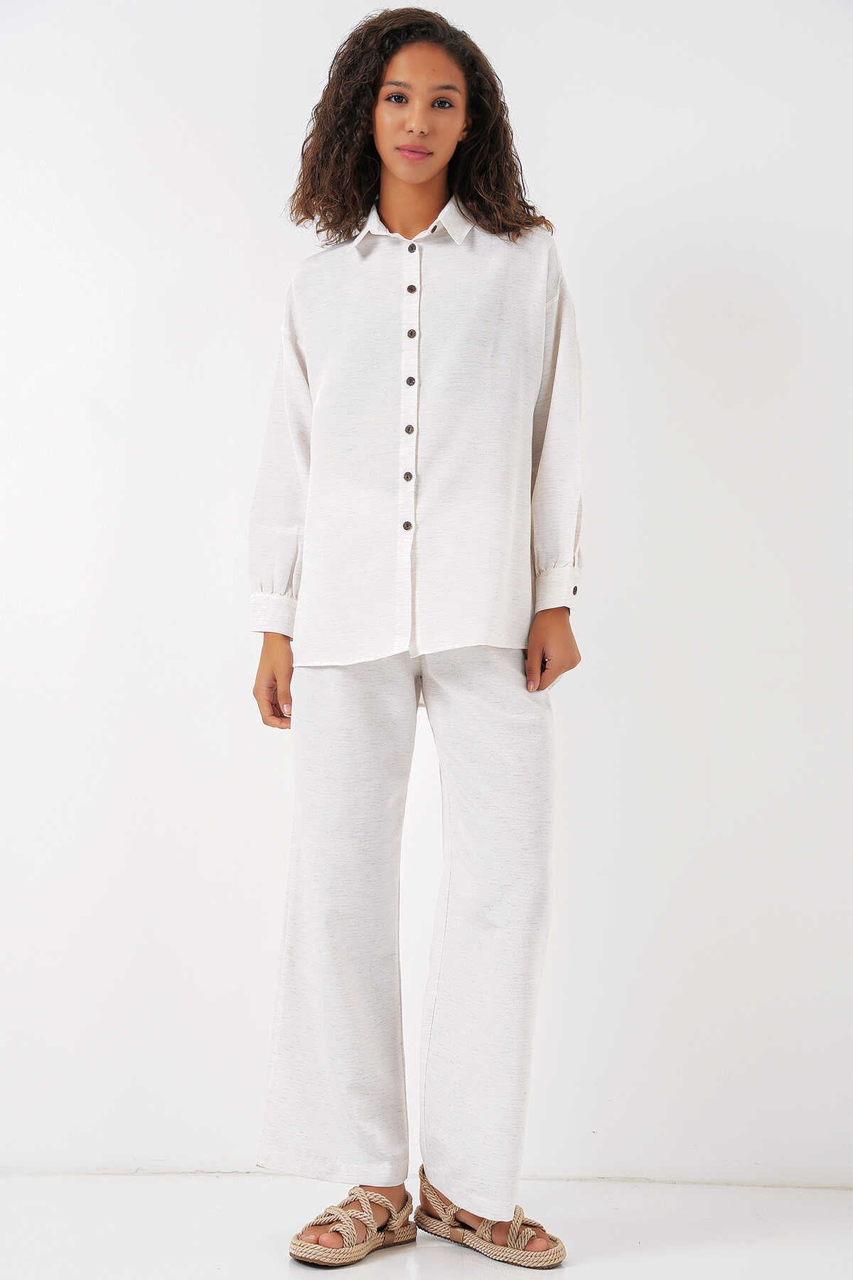 kadinoversize keten alt üst takim 6622 - Justyol
