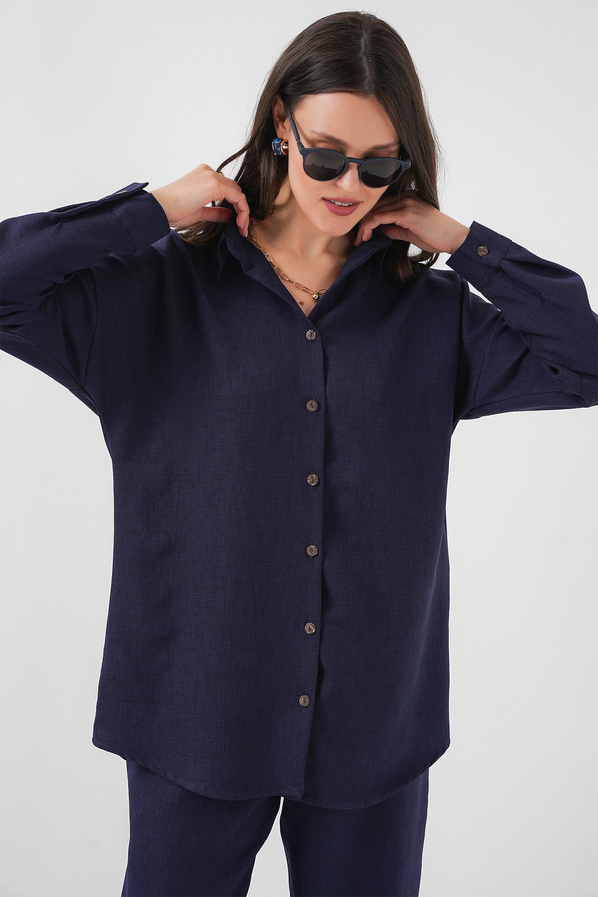 kadinoversize keten alt üst takim 6622 - Justyol