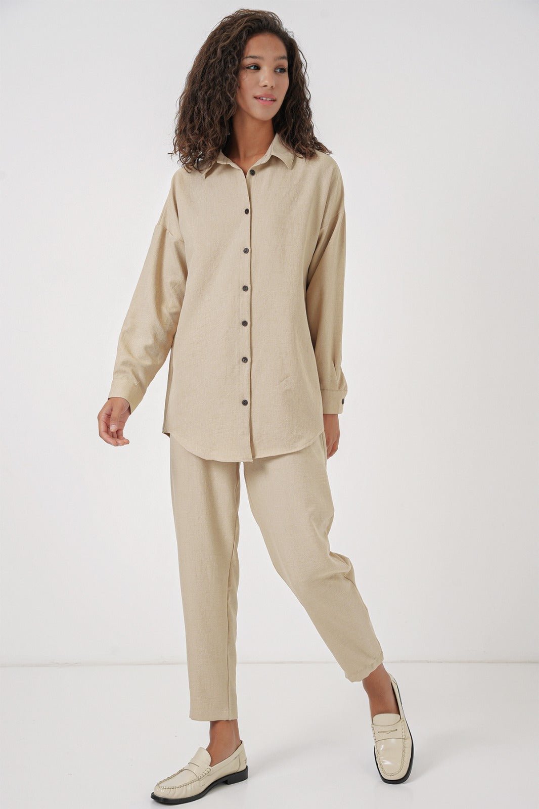 kadinoversize keten alt üst takim 6622 - Justyol