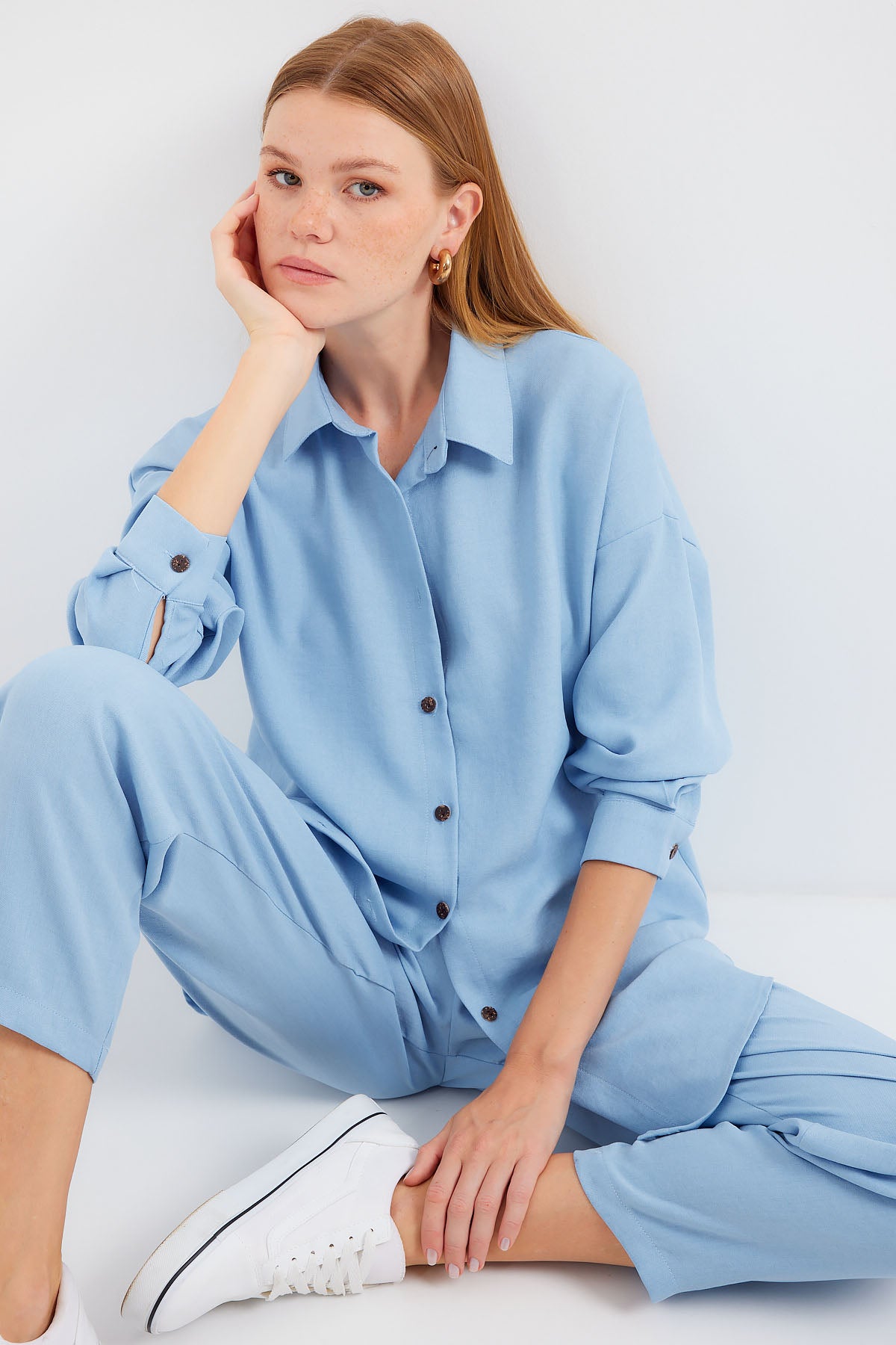 kadinoversize keten alt üst takim 6622 - Justyol