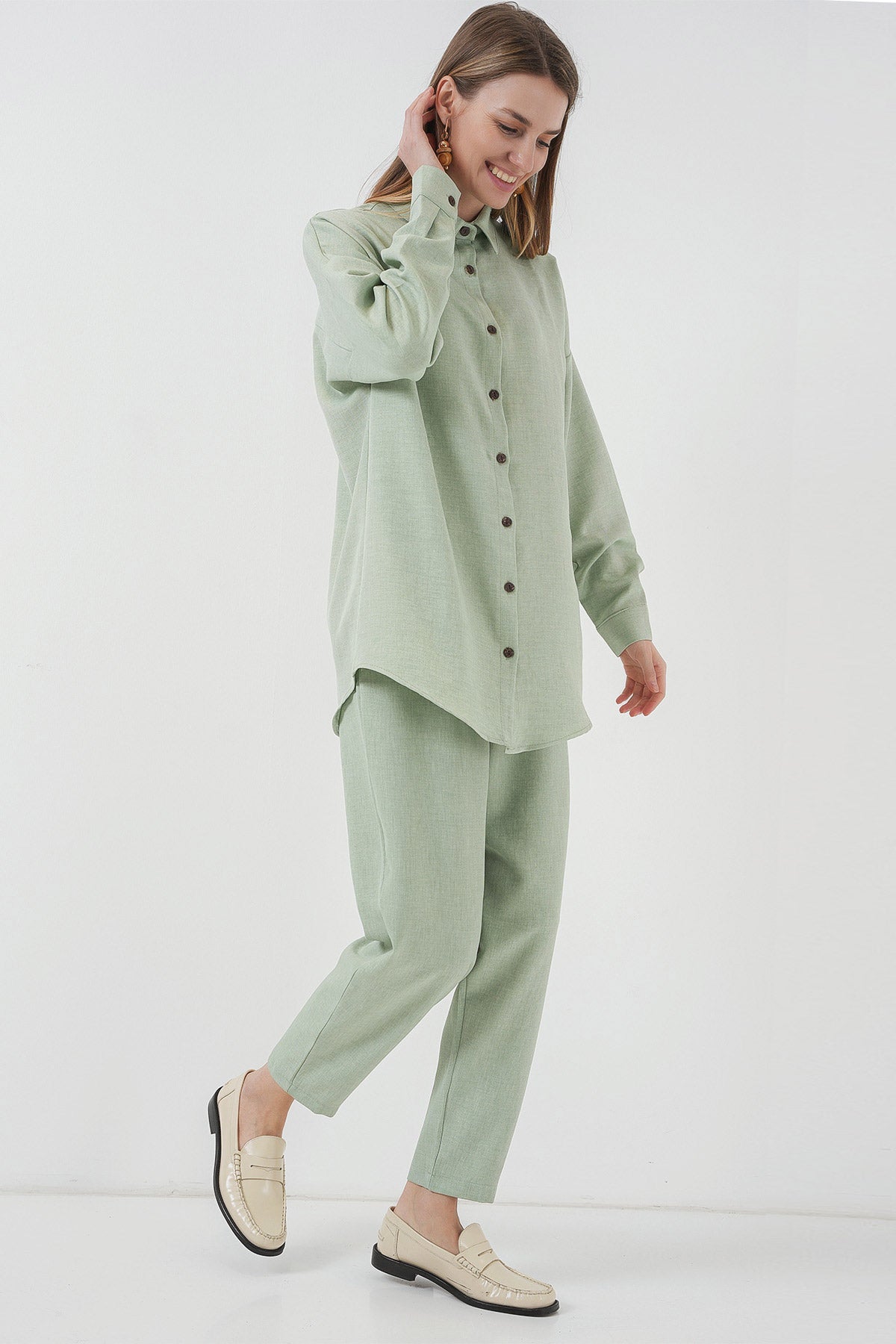 kadinoversize keten alt üst takim 6622 - Justyol