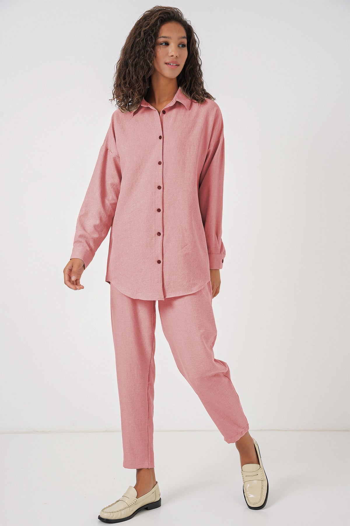 kadinoversize keten alt üst takim 6622 - Justyol