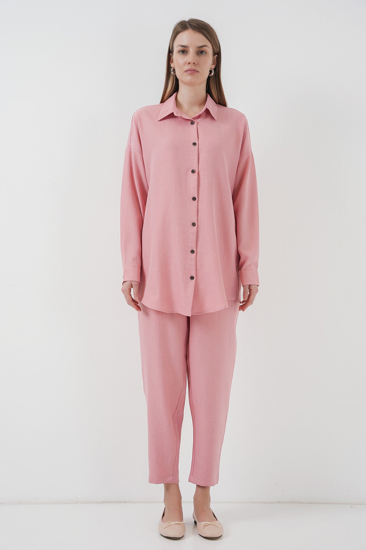 kadinoversize keten alt üst takim 6622 - Justyol