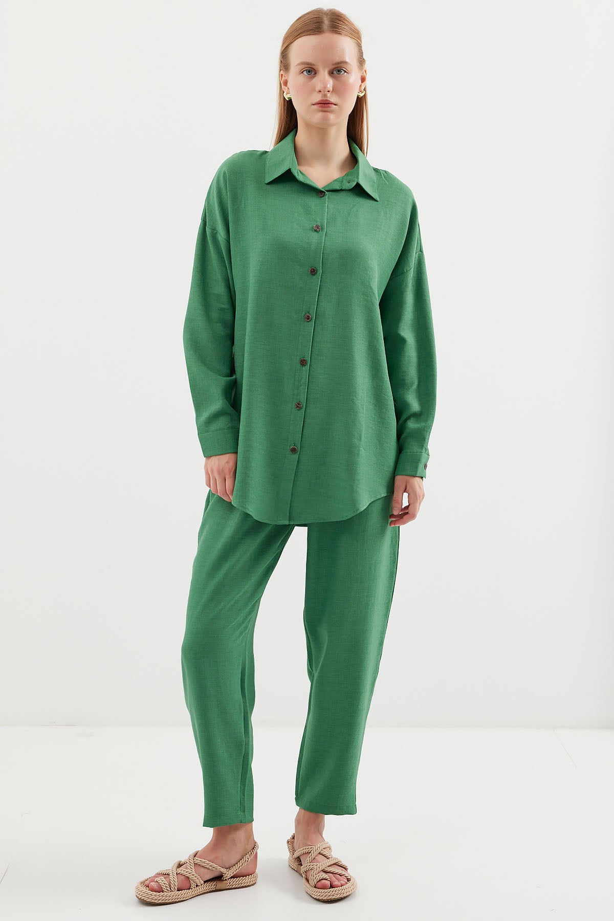 kadinoversize keten alt üst takim 6622 - Justyol