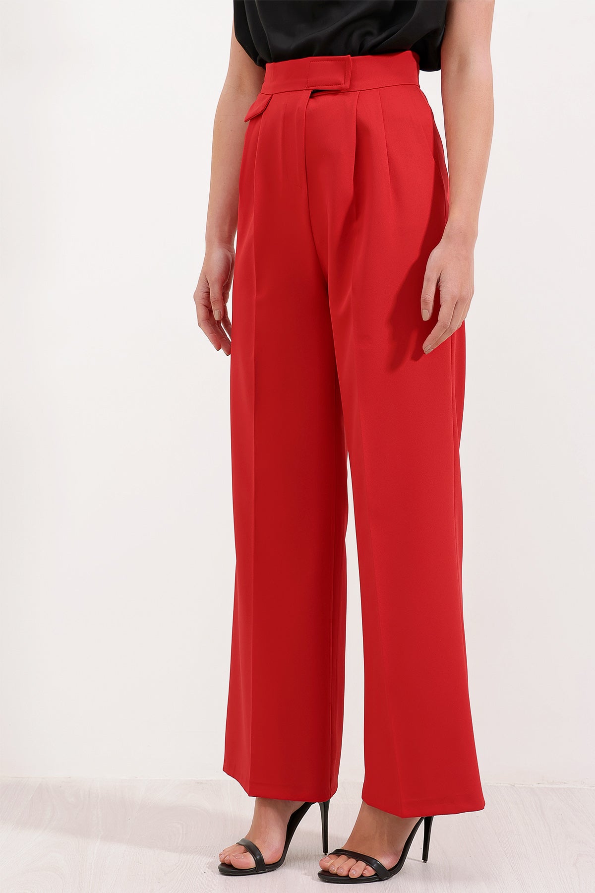 <tc>Pantalon palazzo à taille haute et fermeture velcro 6645</tc>