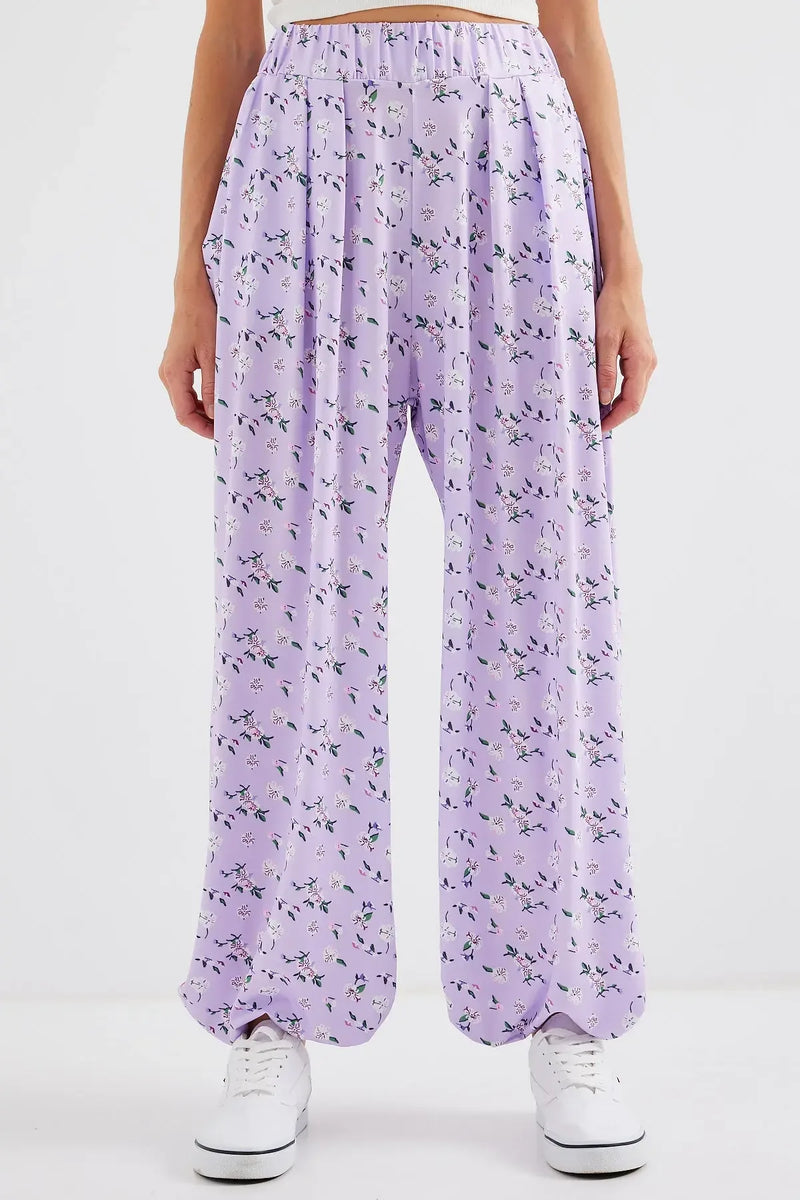 6665 Pantalon sarouel femme à motifs confortable