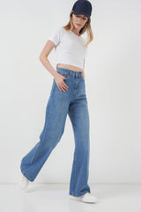 <tc>Pantalon palazzo en denim à taille haute et coupe large pour femme, 6702</tc>