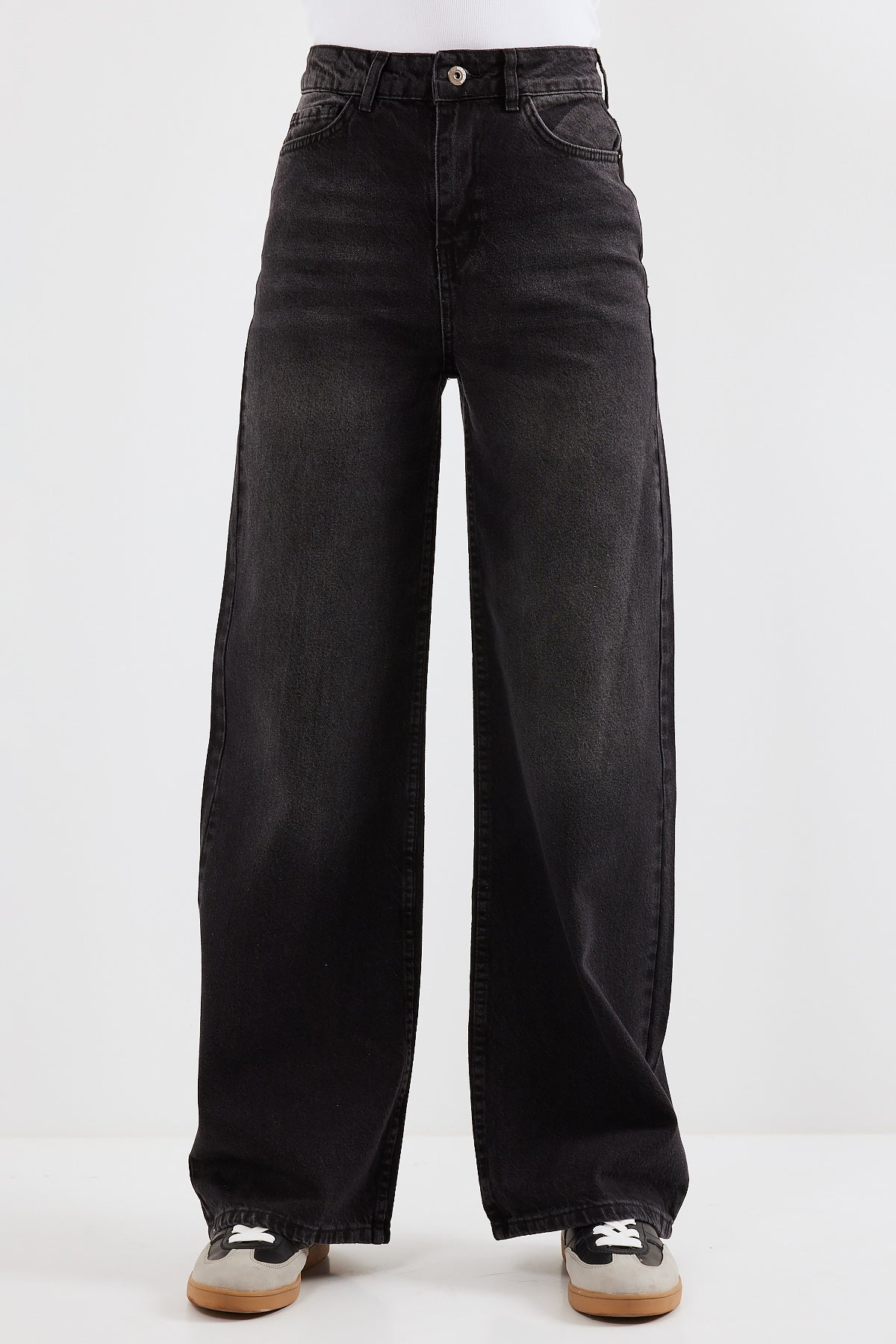 <tc>Pantalon palazzo en denim à taille haute et coupe large pour femme, 6702</tc>