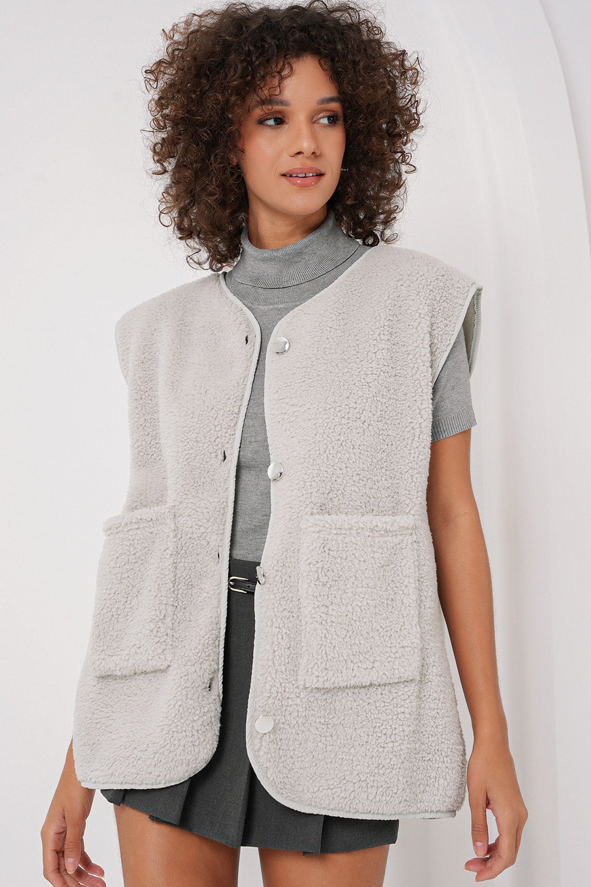 <tc>Gilet en peluche avec poches - 6803</tc>