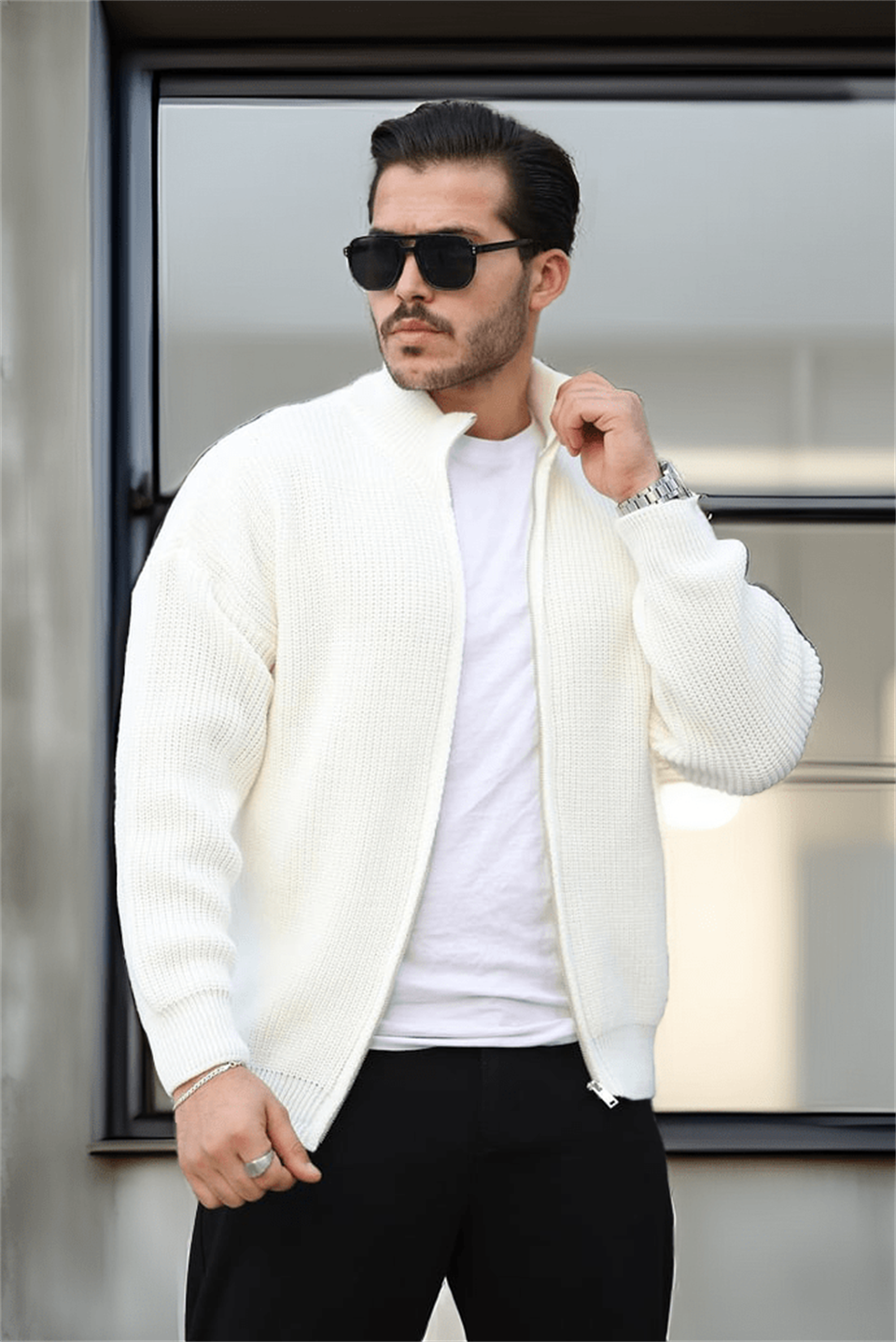 Gilet homme oversize zippé en maille Selanik