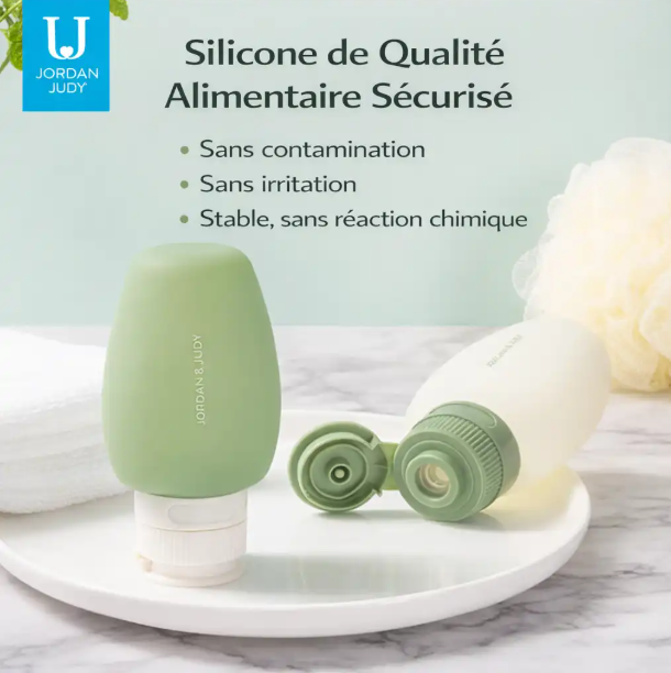 Lot de 3 Bouteilles de Voyage en Silicone 60ml – Rechargeables, Anti-Fuite, Format Avion