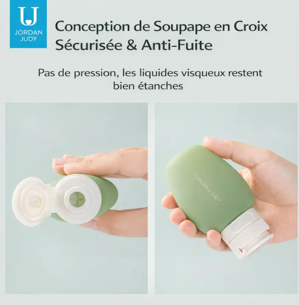 Lot de 3 Bouteilles de Voyage en Silicone 60ml – Rechargeables, Anti-Fuite, Format Avion