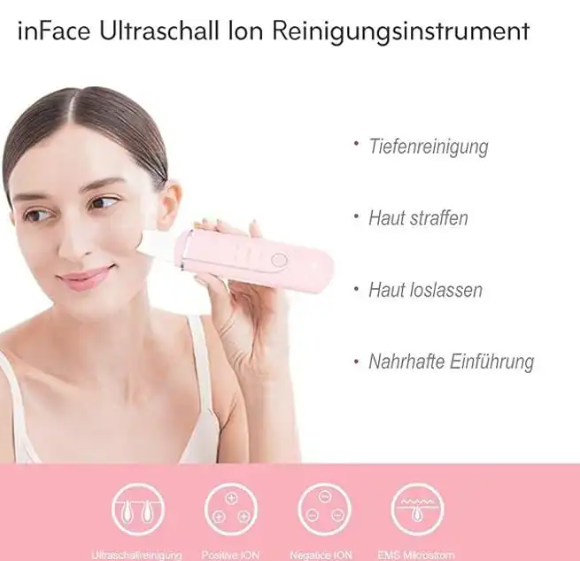 Spatule Peeling Ultrasonique Visage – Nettoyage Profond ION+ / ION- – Massage EMS – Batterie Rechargeable 500 mAh – Blanc