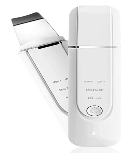 Spatule Peeling Ultrasonique Visage – Nettoyage Profond ION+ / ION- – Massage EMS – Batterie Rechargeable 500 mAh – Blanc
