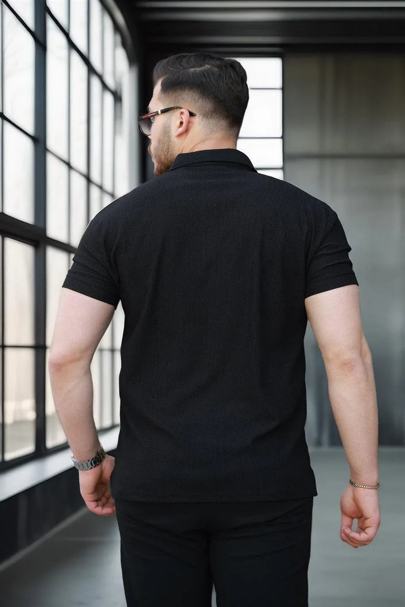 t‑shirt homme polo demi‑zip extensible