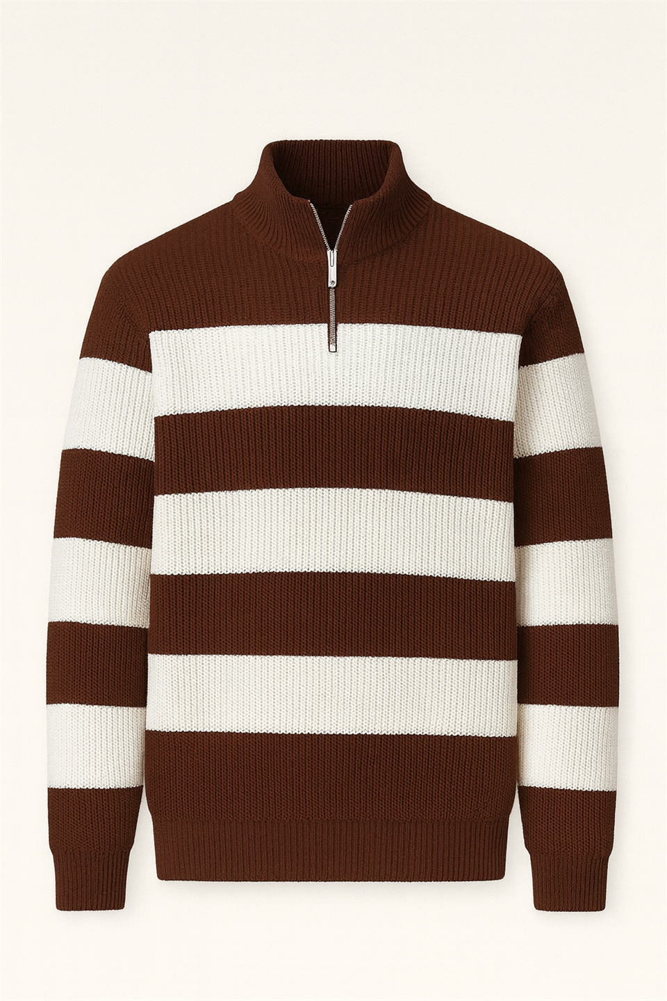 Pull Homme Pedro Rayé Demi-Zip en Maille Selanik