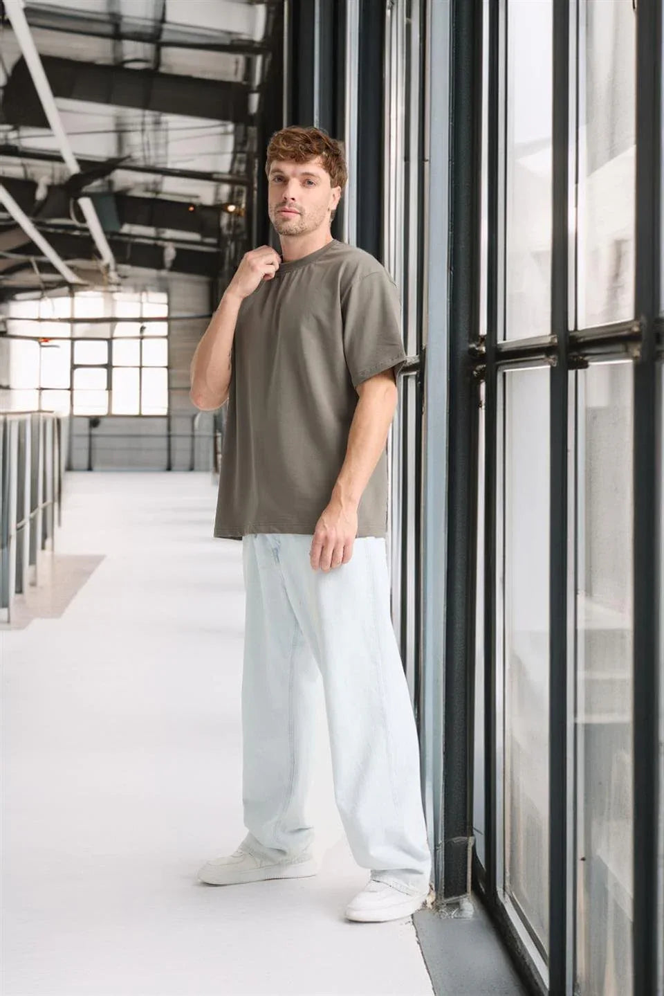 T-shirt homme oversize en coton col rond basique - Justyol