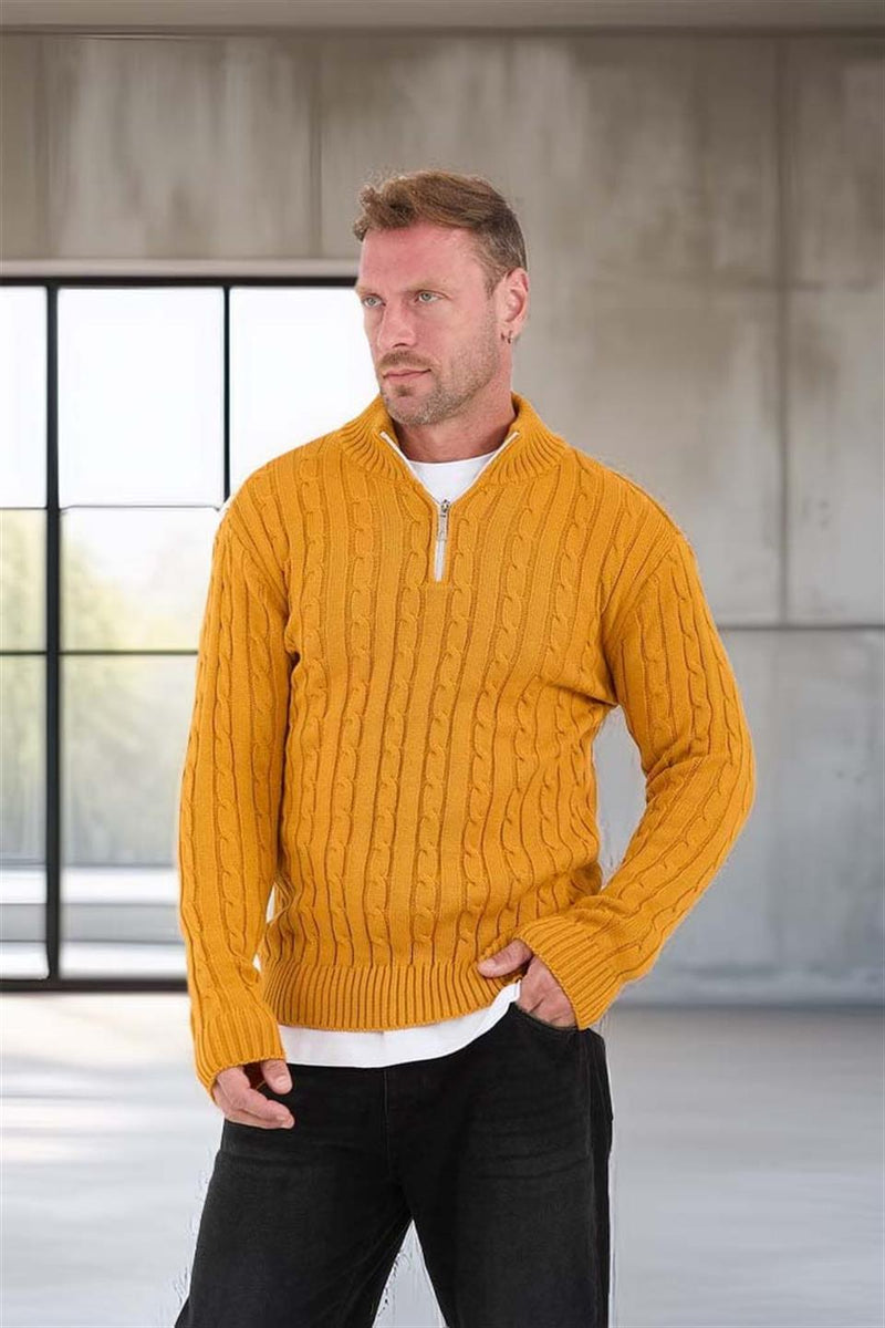 Pull Homme Bardem Maille Torsadée Demi-Zip