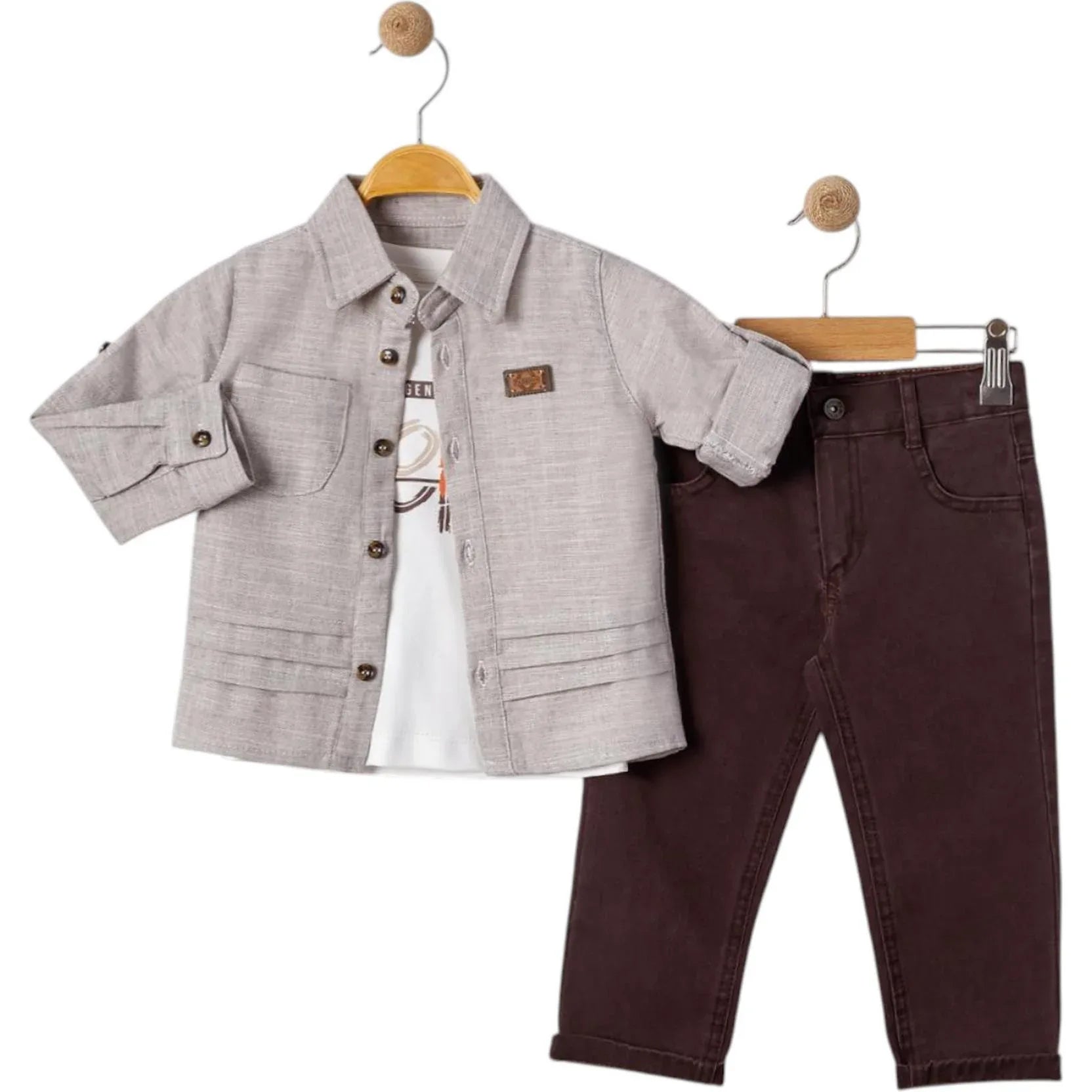 Ensemble 6017 2/5 Ans – Tenue Trois Pièces pour Garçon avec Chemise Meublée - Justyol