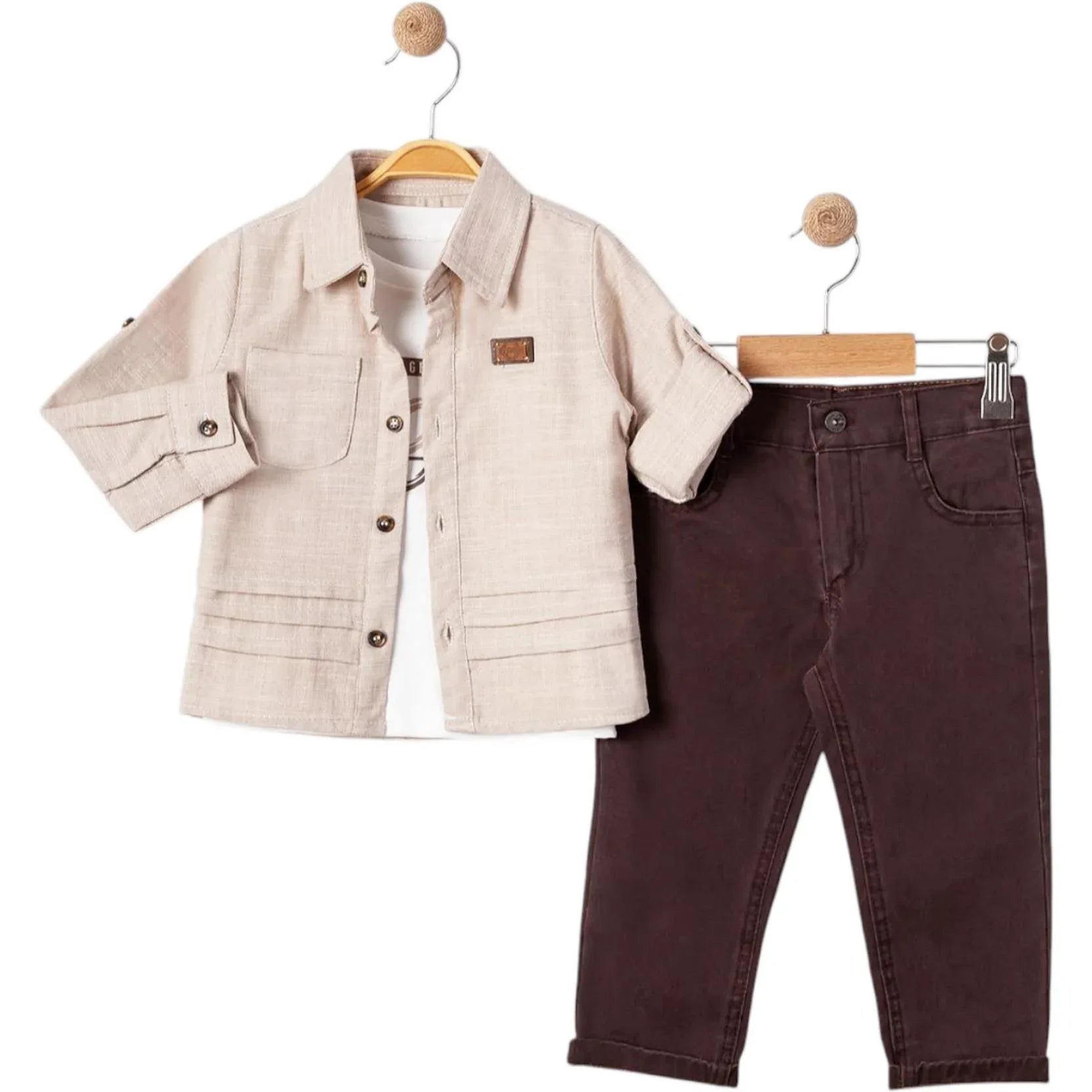 Ensemble 6017 2/5 Ans – Tenue Trois Pièces pour Garçon avec Chemise Meublée - Justyol