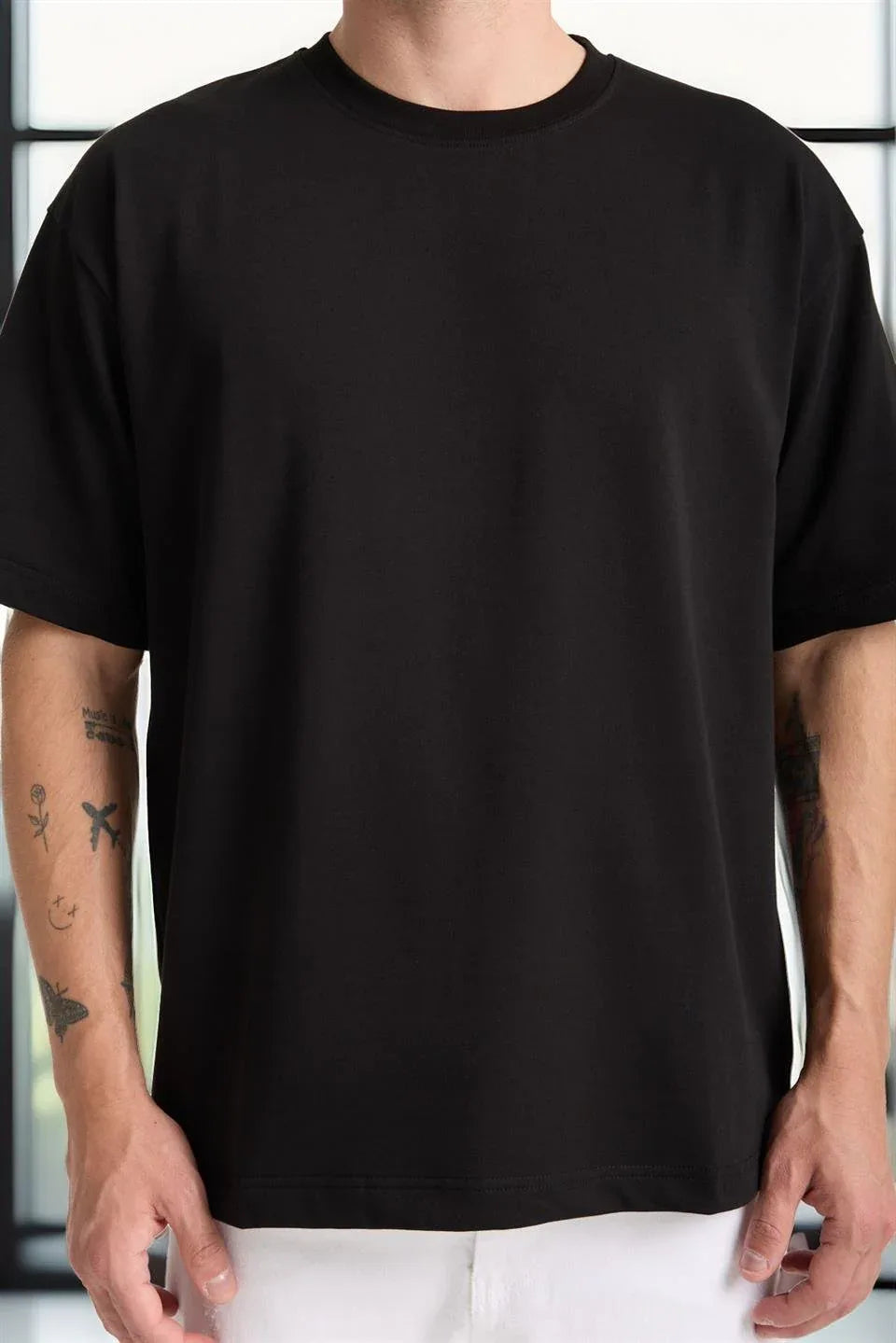 T-shirt homme oversize en coton col rond basique - Justyol