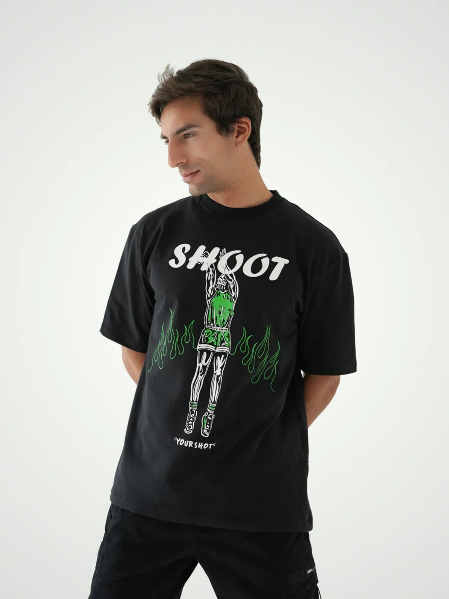 <tc>T-shirt pour hommes en noir avec motif décoratif - TSH24SPRO20191TM1</tc>