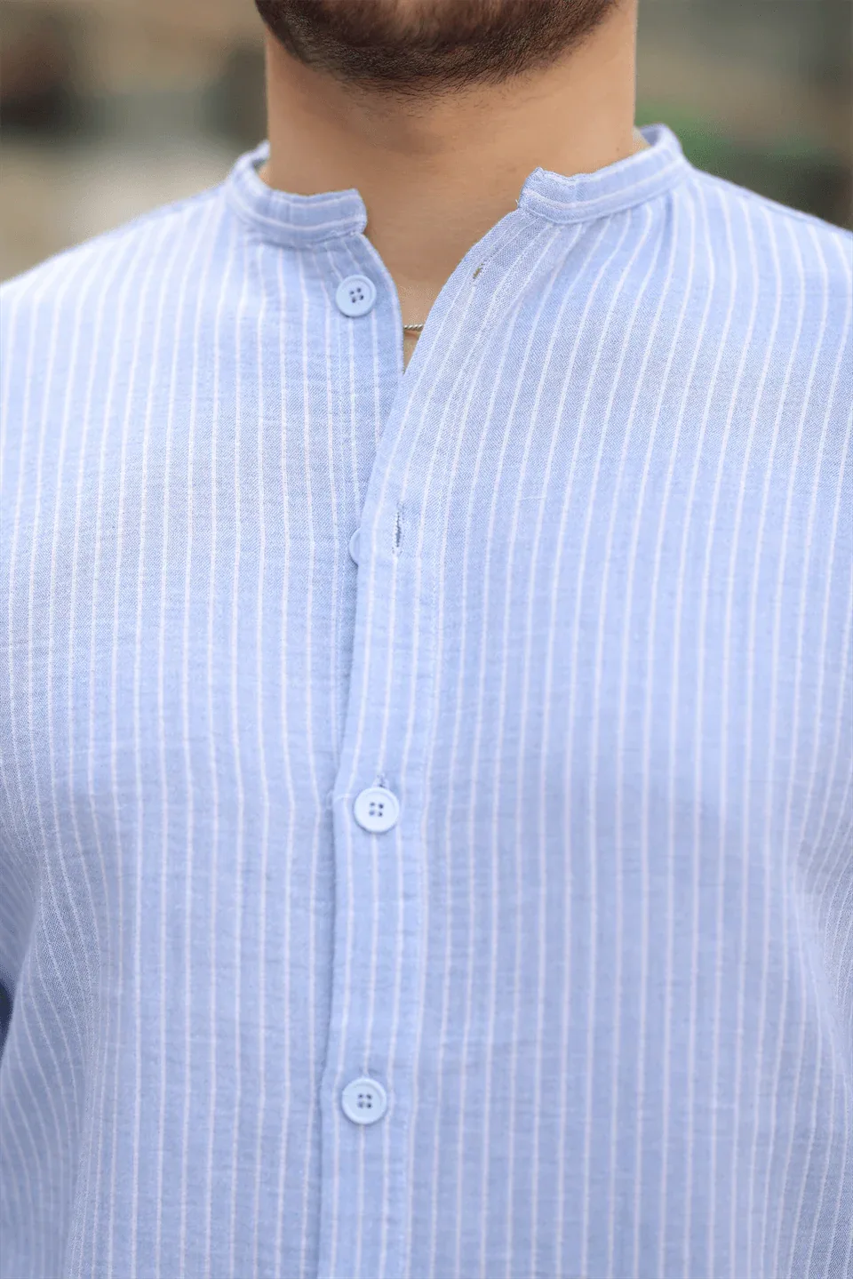 chemise homme mousseline coton rayée légère - Justyol