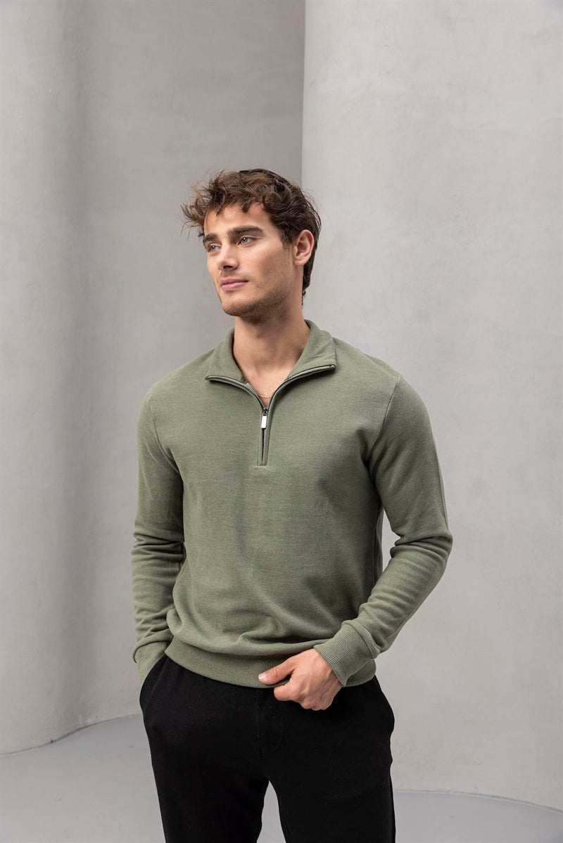 Sweat Homme Lars Col Zippé en Maille Selanik