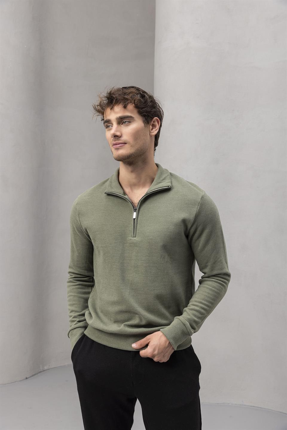Sweat Homme Lars Col Zippé en Maille Selanik