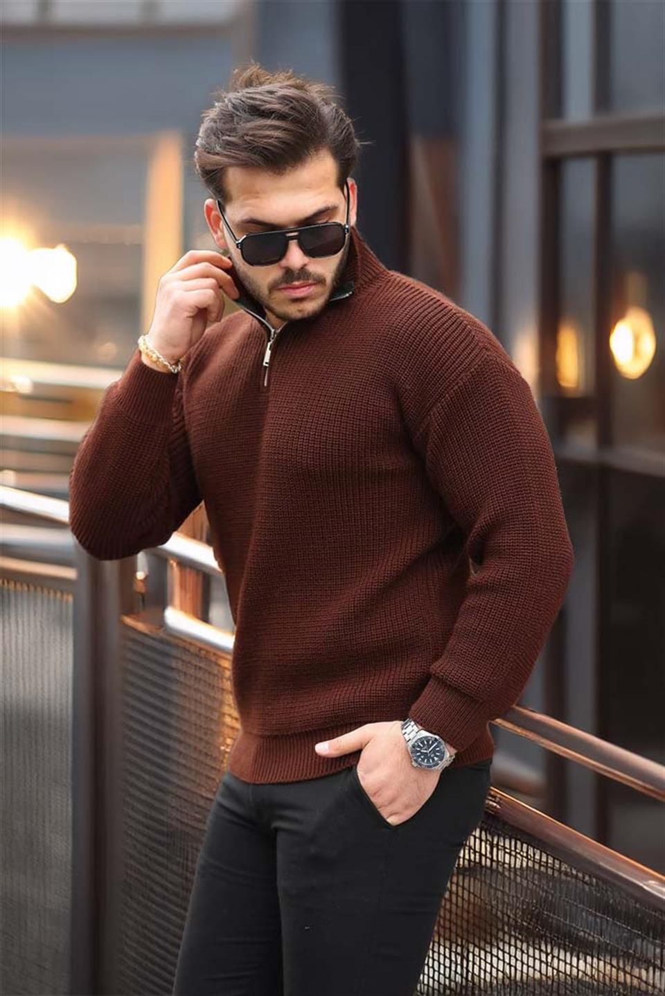 Pull Homme Nolan Maille Selanik Demi-Zip Oversize