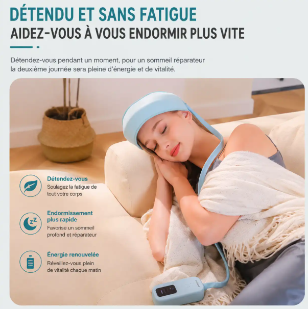 Masseur de Tête Électrique Chauffant 42°C, Massage du Cuir Chevelu par Pression d’Air, 3 Modes, Relaxation Anti-Stress