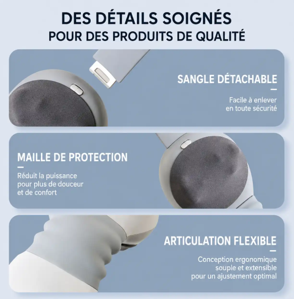 Masseur cervical électrique D-201, massage cou et épaules, 5 intensités, chaleur 38-42°C, portable, rechargeable USB Type-C