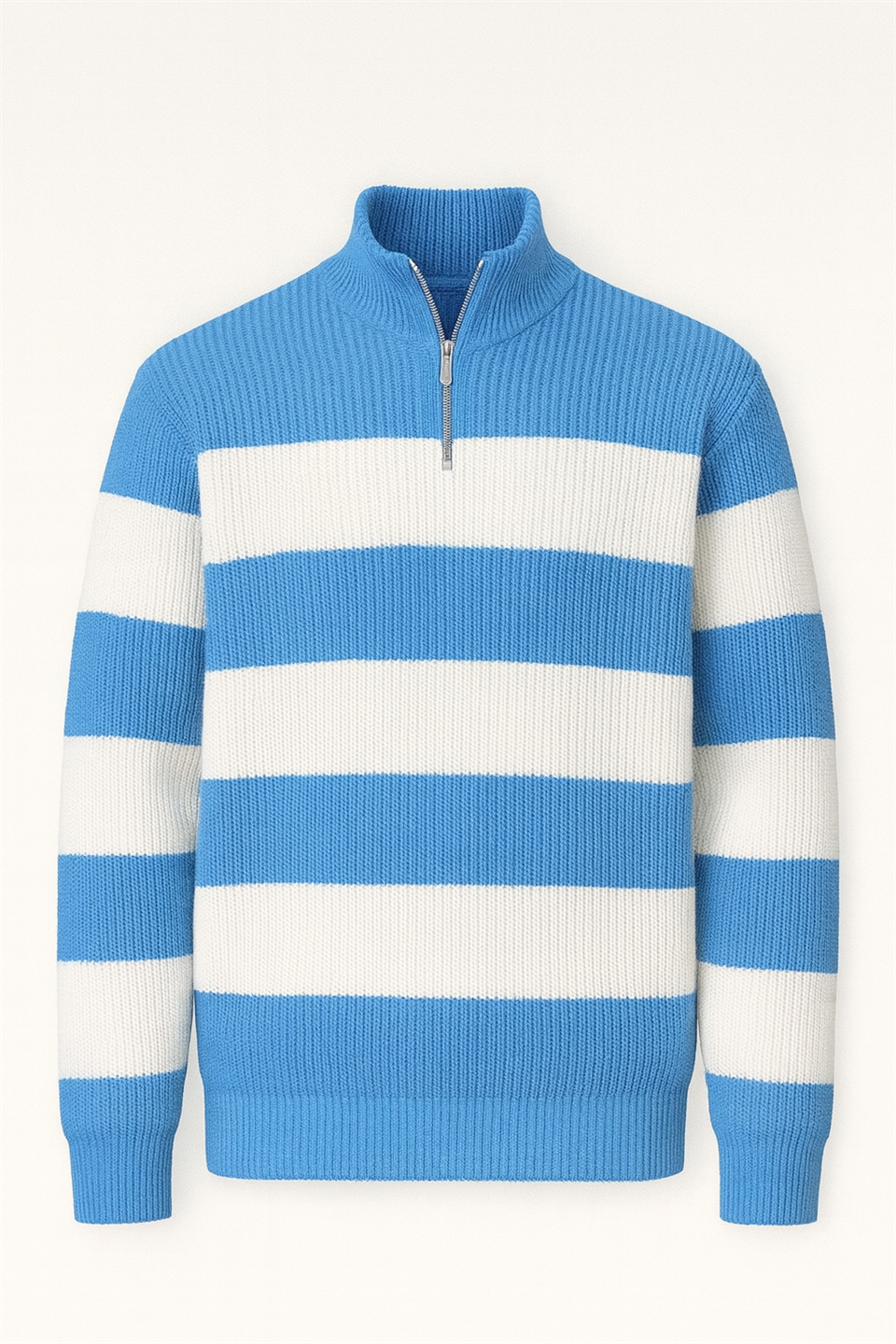 Pull Homme Pedro Rayé Demi-Zip en Maille Selanik