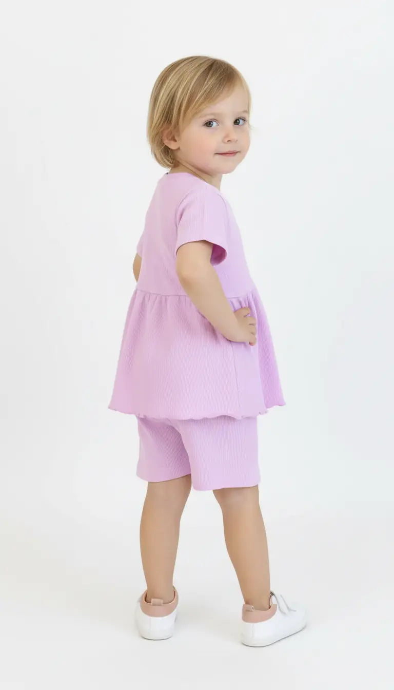 Ensemble Fille avec Short à Volants 2 Pièces