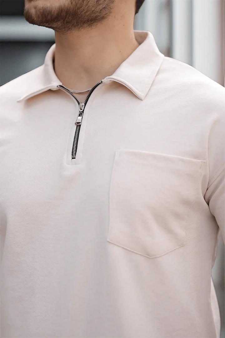t‑shirt homme demi‑zip poche premium