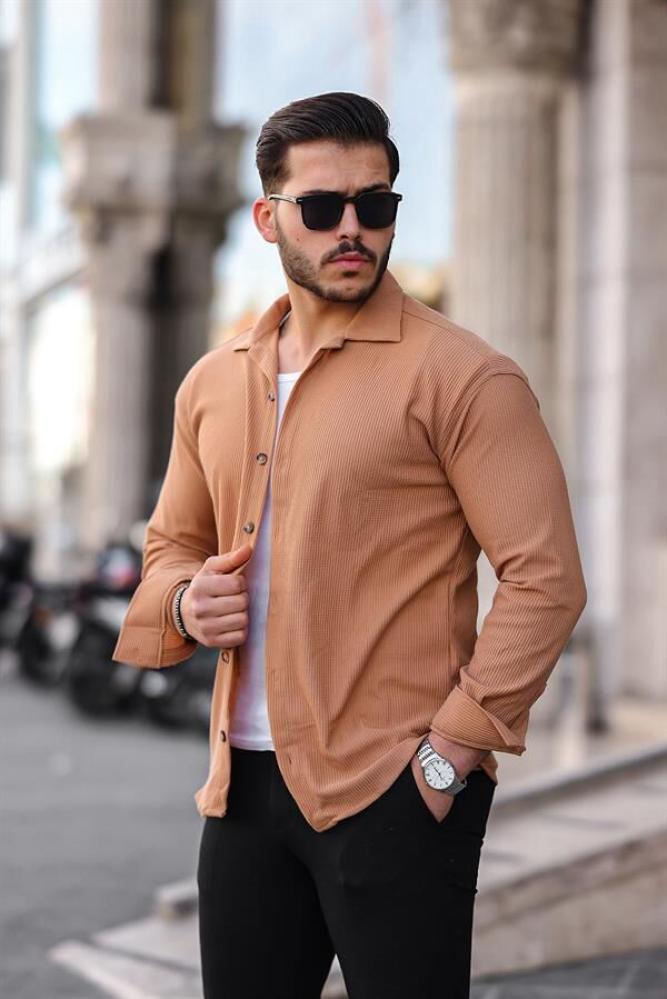 <tc>قميص رجالي مضلع كاجوال باكمام طويله</tc>