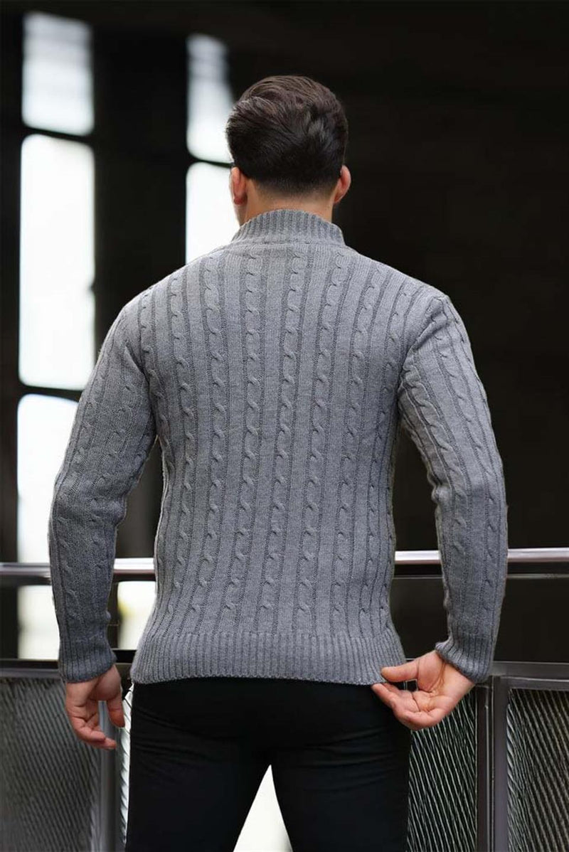 Pull Homme Bardem Maille Torsadée Demi-Zip