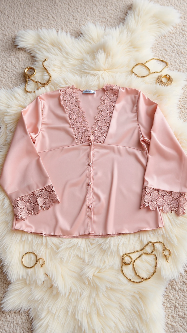 Pajama set 704 -Refined Satin Pajama Set with Lace Details Erotica