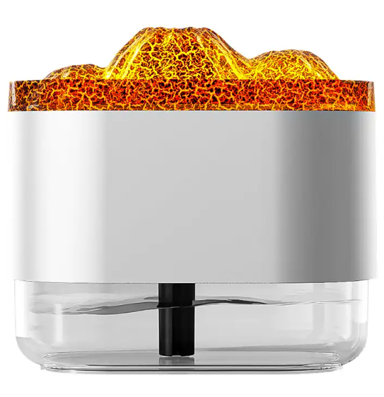 Humidificateur d'Air Volcan LED 300 ml, Brume Ultrasonique, Veilleuse Multicolore, Silencieux, Chambre & Bureau