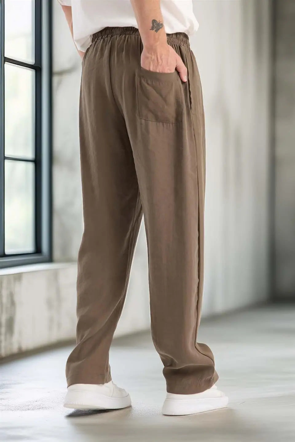 modal kumaş rahat kalip düz paça jogger erkek pantolon - Justyol