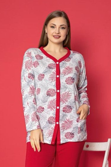 <tc>Ensemble de pyjama à motifs floraux avec poches et col à boutons, grande taille, X-Dreamy.</tc>