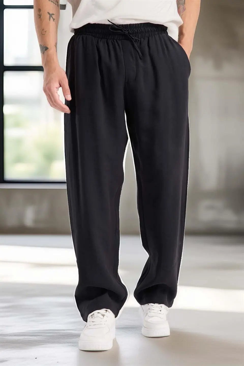 modal kumaş rahat kalip düz paça jogger erkek pantolon - Justyol