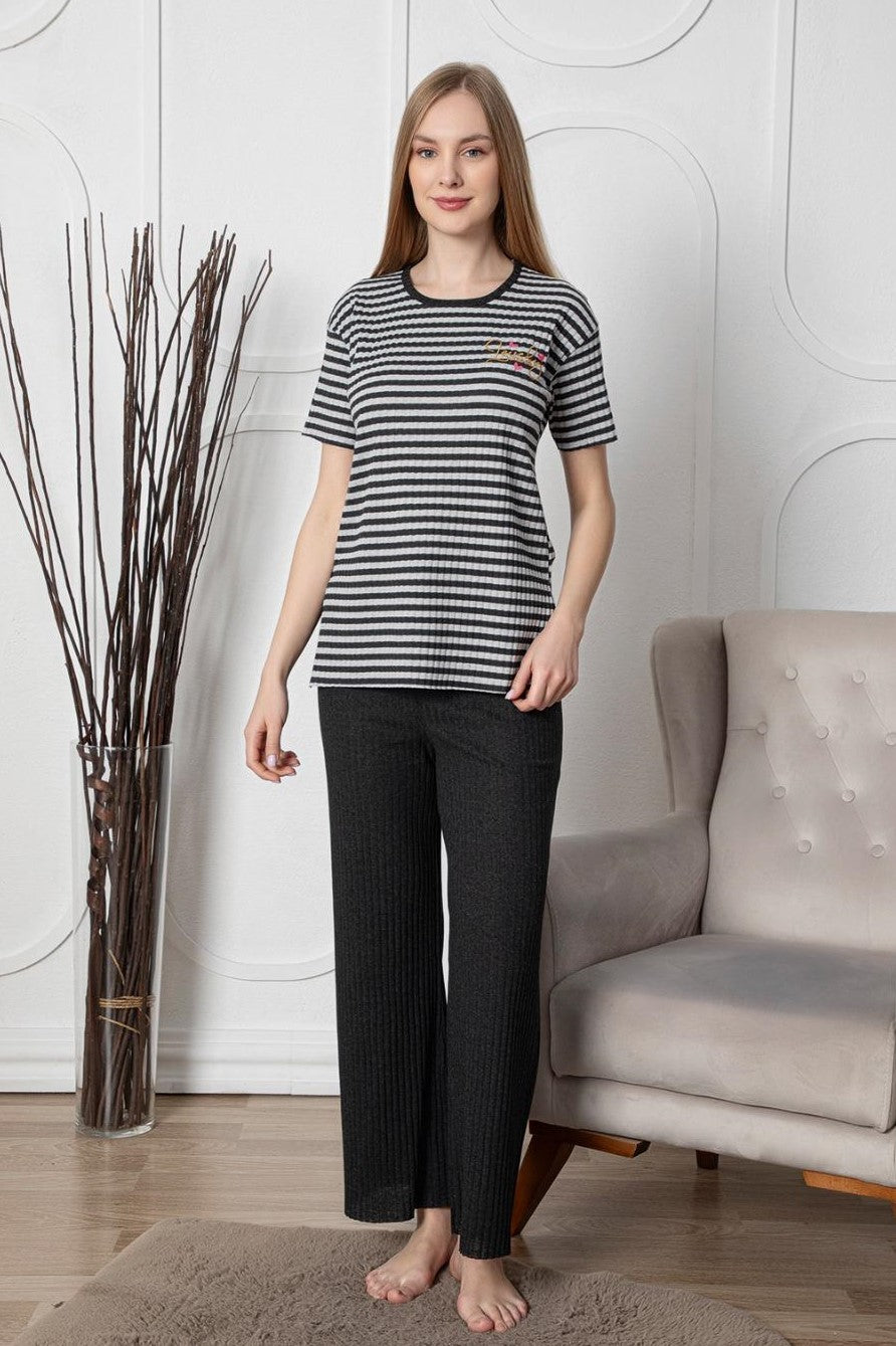 <tc>Ensemble de pyjama à manches courtes en coton avec bandes rapportées et jambes larges Dreamy.</tc>